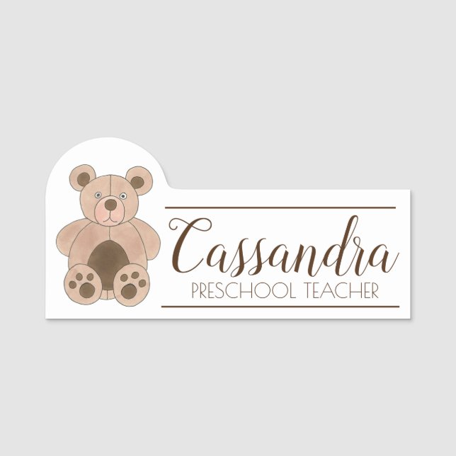 Plush Teddy Bear Preschool Teacher Toy Store Namensschild (Vorderseite)