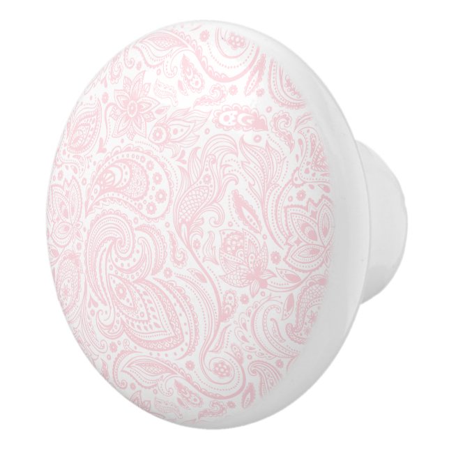 Plush White and Pink Paisley pattern Keramikknauf (Rechts)