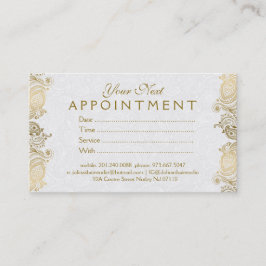 Plush White & Gold Paisley Leasingkarte Terminkarte