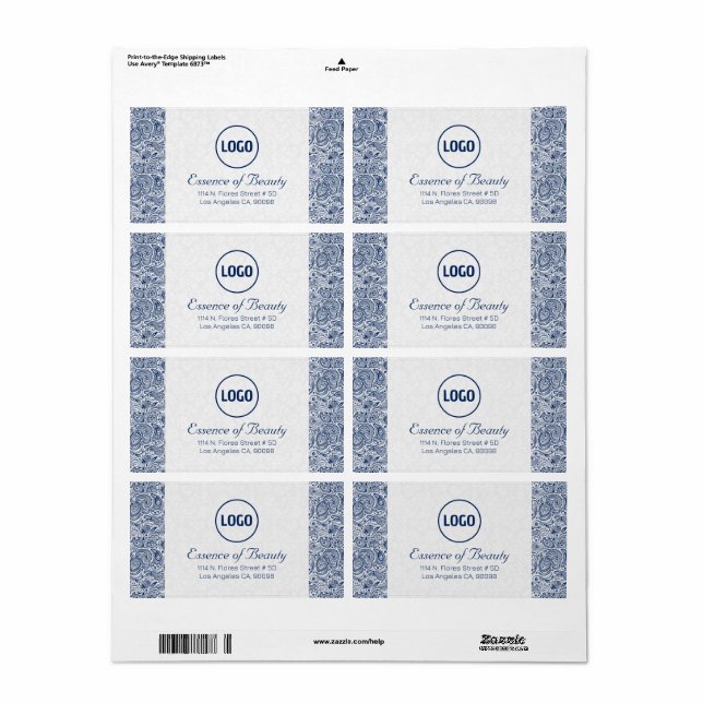 Plush White & Royal Blue Paisley Lace Frame (Vorne)