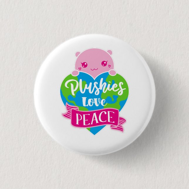 Plushies Liebe Frieden | Niedlich Kawaii Heart Ear Button (Vorderseite)