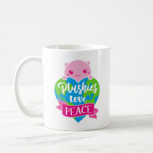 Plushies Liebe Frieden Niedlich Kawaii Heart Ear Kaffeetasse