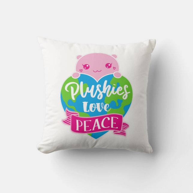 Plushies Liebe Frieden | Niedlich Kawaii Heart Ear Kissen (Vorderseite)