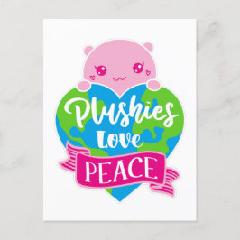 Plushies Liebe Frieden | Niedlich Kawaii Heart Ear Postkarte