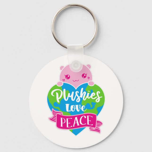 Plushies Liebe Frieden | Niedlich Kawaii Heart Ear Schlüsselanhänger (Vorderseite)