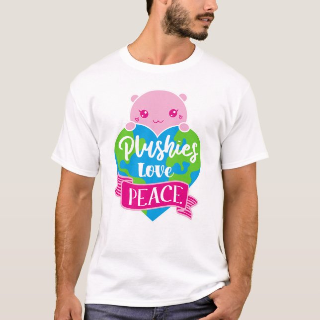 Plushies Liebe Frieden | Niedlich Kawaii Heart Ear T-Shirt (Vorderseite)