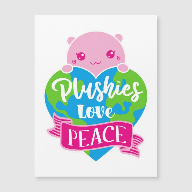 Plushies Liebe Frieden | Niedliche Kawaii Magnetka Magnetkarte (Vorderseite)