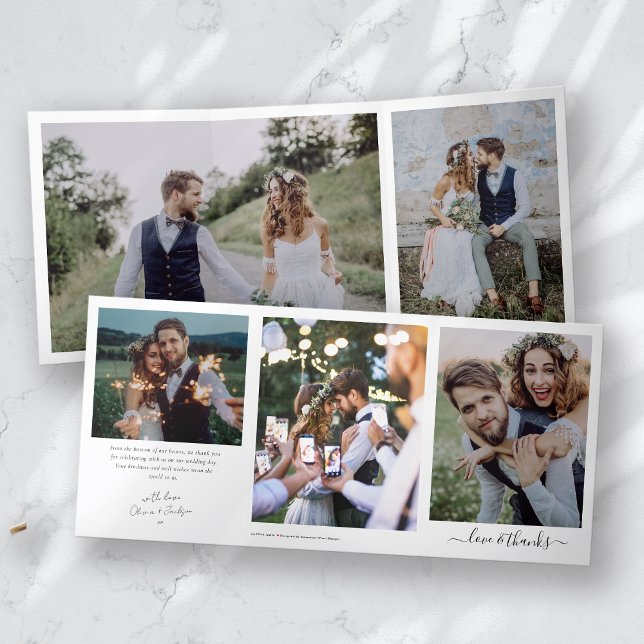 Plusieurs Mariage photo triple Carte de remercieme (Créateur téléchargé)