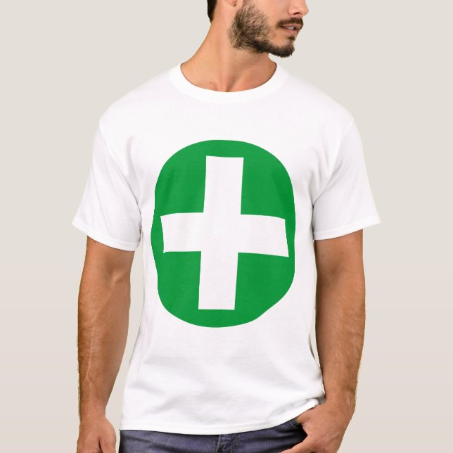 Pluszeichen im Weiß mit Grün T-Shirt (Vorderseite)