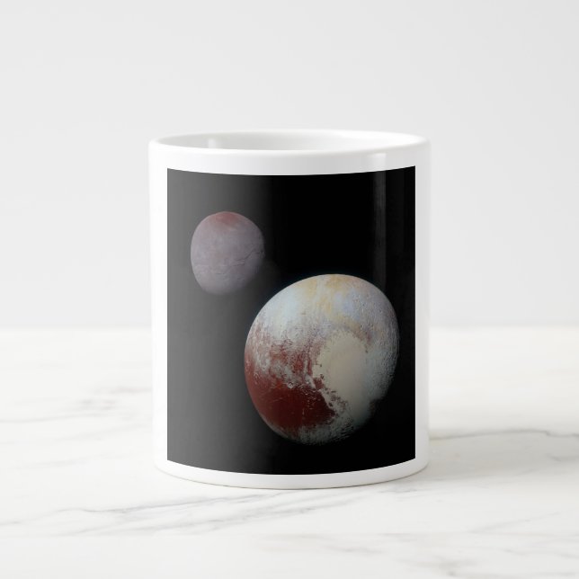 Pluto & Charon 9. oder Zwarf-Planet-Sonnensystem Jumbo-Tasse (Vorderseite)