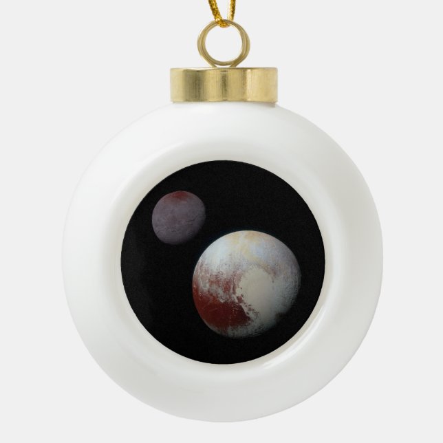 Pluto & Charon 9. oder Zwarf-Planet-Sonnensystem Keramik Kugel-Ornament (Vorderseite)