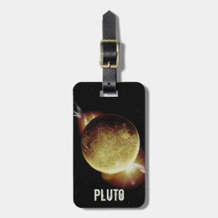 Pluto gelber Planet 3D Universum Weltraum Illustra Gepäckanhänger