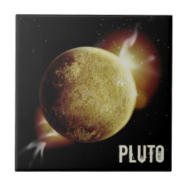 Pluto gelbes Planet 3d-Universum-Darstellung Fliese