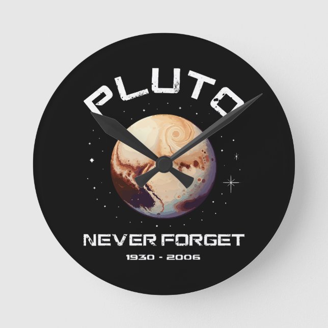Pluto Never Forget Runde Wanduhr (Vorderseite)