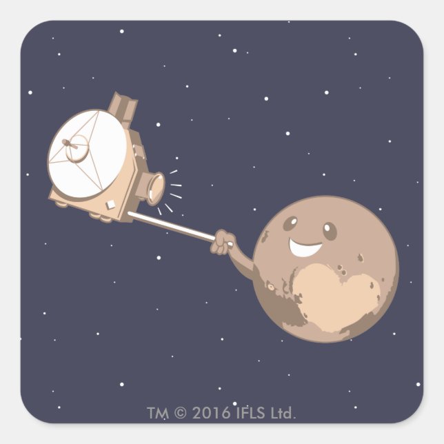 Pluto Selfie Quadratischer Aufkleber (Vorderseite)