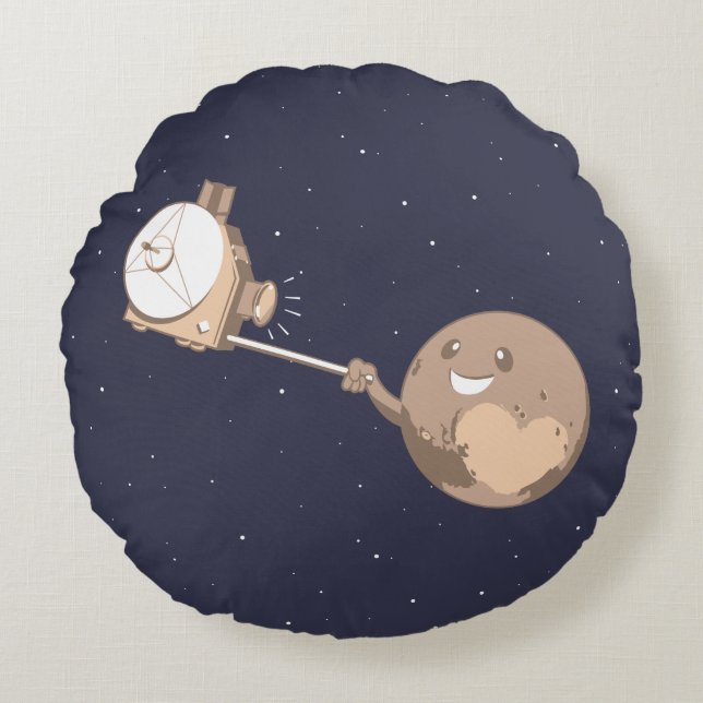 Pluto Selfie Rundes Kissen (Vorderseite)