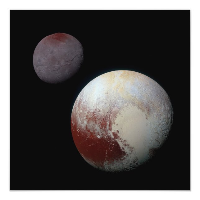 Pluto und Charon 9. oder Zwergplanet Sonnensystem Fotodruck (Vorne)
