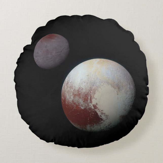 Pluto und Charon 9. oder Zwergplanet Sonnensystem Rundes Kissen (Vorderseite)