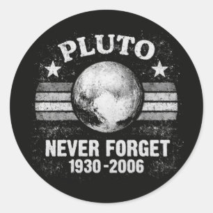 Pluto vergiss nie runder aufkleber
