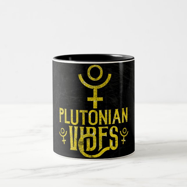 Plutonian Vibes Scorpio Astrologie Zodiac Pluto Zweifarbige Tasse (Mittel)