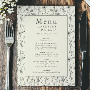 Plutôt délicat menu de mariage de frontière fleur 