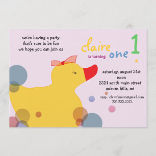 Plutôt Ducky - Invitations d'anniversaire roses