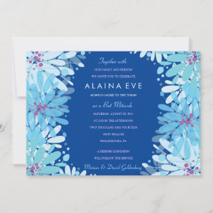 PLUTÔT invitation BLEUE de bat mitzvah de barre de