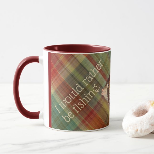 Plutôt Plutôt Plaid De Pêche #1 Mug Rouge (Avec donut)