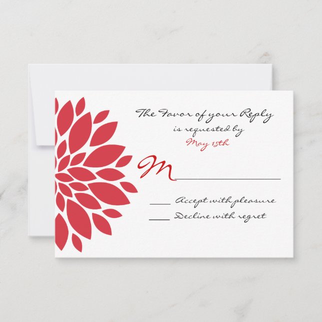Plutôt Simple Fleur Rouge Art Wedding Cartes RSVP (Devant)