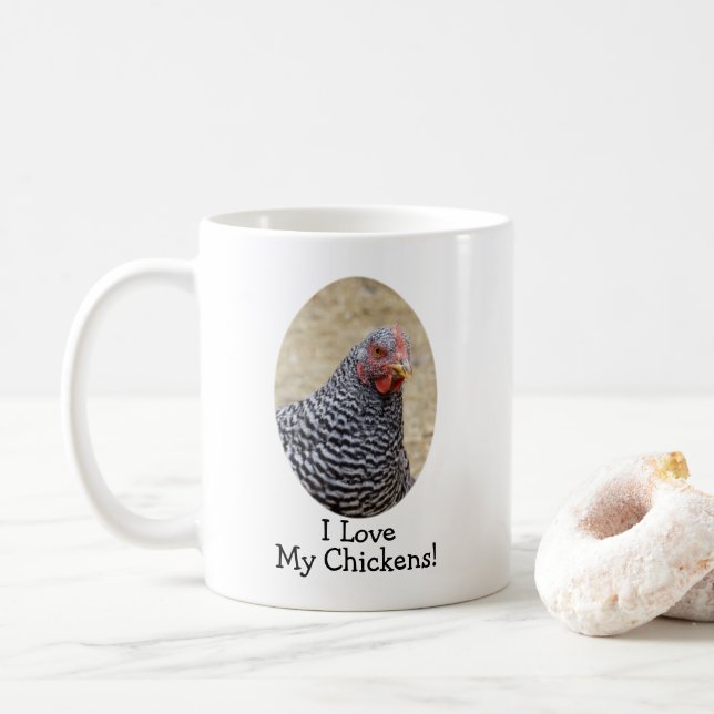 Plymouth Barred Rock Hen Foto Liebe My Chickens Kaffeetasse (Mit Donut)