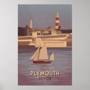 Plymouth Devon Reiseplakat Poster