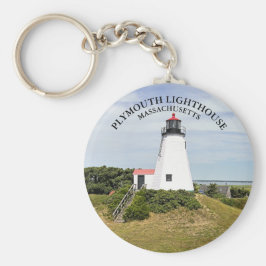 Plymouth Lighthouse, Massachusetts Runder Schlüsse Schlüsselanhänger