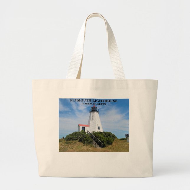 Plymouth Lighthouse, Massachusetts "The Gurnet" Jumbo Stoffbeutel (Vorne)