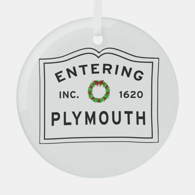 Plymouth, MA Holiday Wreath Keramik Ornament (Vorderseite)
