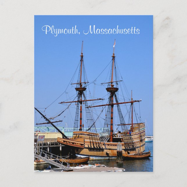 Plymouth Massachusetts Mayflower Ship Postcard Postkarte (Vorderseite)