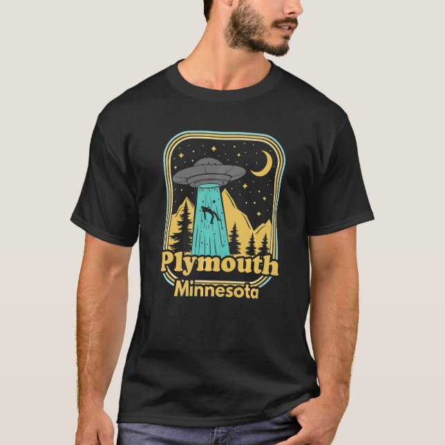Plymouth Minnesota Ufo Alien Hunter 80er Retro Sta T-Shirt (Vorderseite)