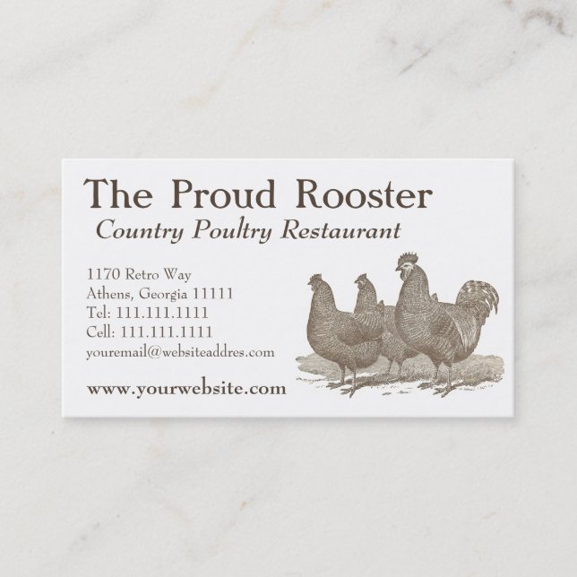 Plymouth Rock Chickens, Rooster Visitenkarte (Vorderseite)