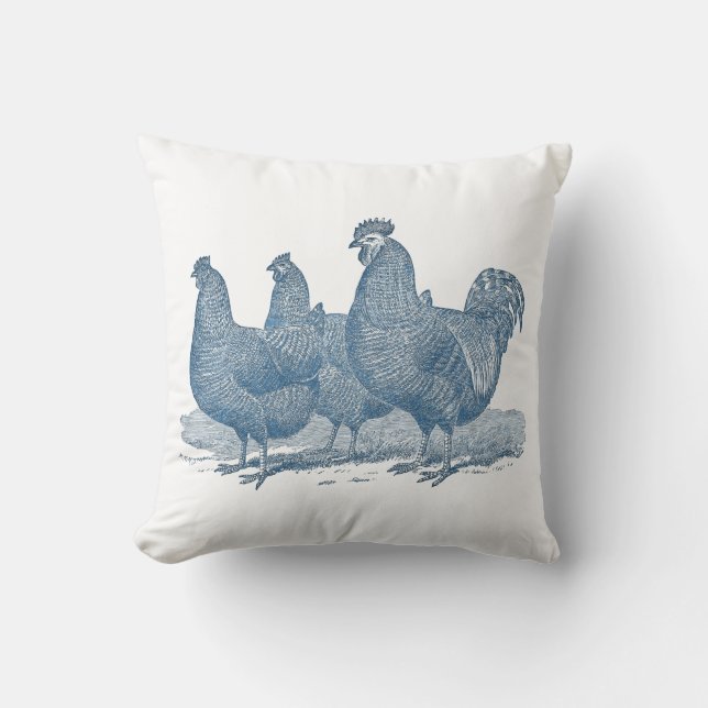 Plymouth Rock-Huhn-Antiken-blaue Hahn-Hennen Kissen (Vorderseite)