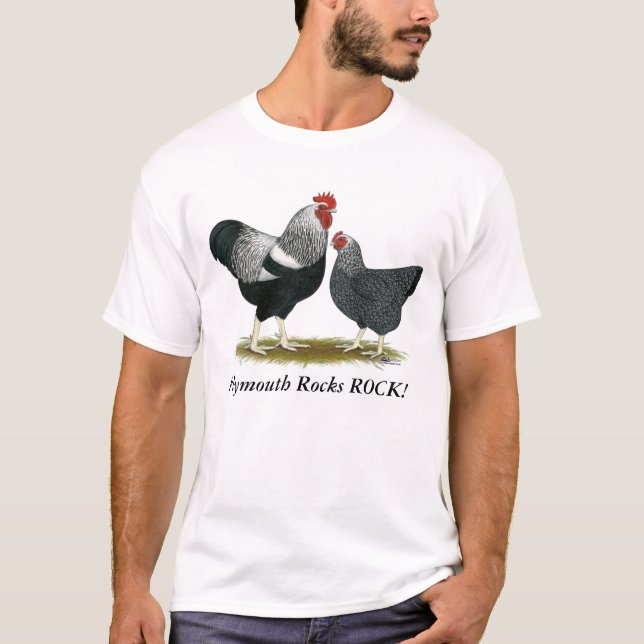 Plymouth Rock:  Silber-fein gezeichnet Paare T-Shirt (Vorderseite)