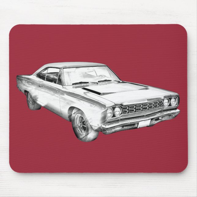 Plymouthroadrunner-Muskel-Auto-Illustration 1968 Mousepad (Vorne)