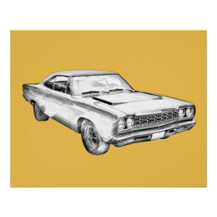 Plymouthroadrunner-Muskel-Auto-Illustration 1968 Poster