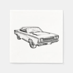 Plymouthroadrunner-Muskel-Auto-Illustration 1968 Serviette