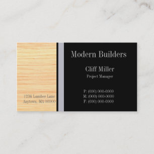 Plywood Construction Business Card, Silver Visitenkarte