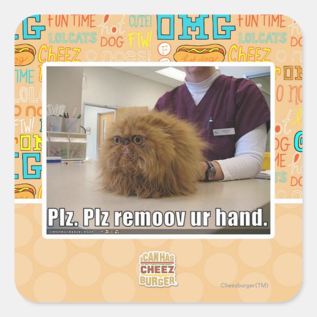 Plz remoov ur hand quadratischer aufkleber (Vorderseite)