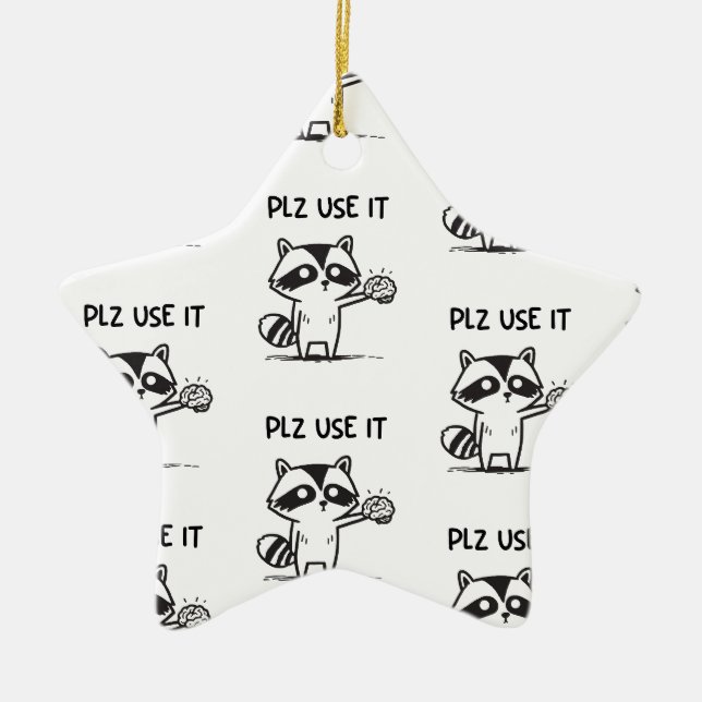Plz Use It - Funny Racoon Sarcastic Keramik Ornament (Vorne)