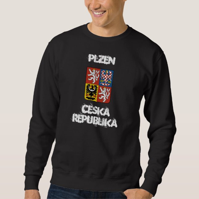 Plzen, Ceska Republika mit Wappen Sweatshirt (Vorderseite)