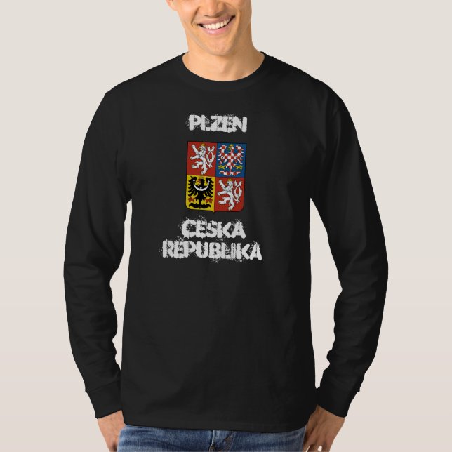 Plzen, Ceska Republika mit Wappen T-Shirt (Vorderseite)