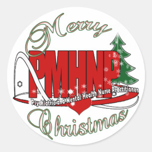 PMHNP CHRISTMAS Psychiatrische Psychiatrische Kran Runder Aufkleber