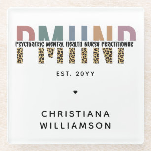 PMHNP Leopard Print Psychiatric Mental Health NP Glasuntersetzer