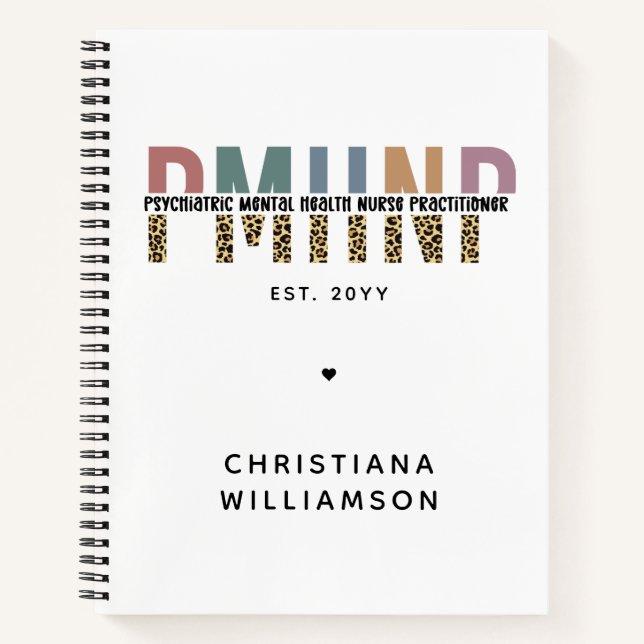 PMHNP Leopard Print Psychiatric Mental Health NP Notizbuch (Vorderseite)